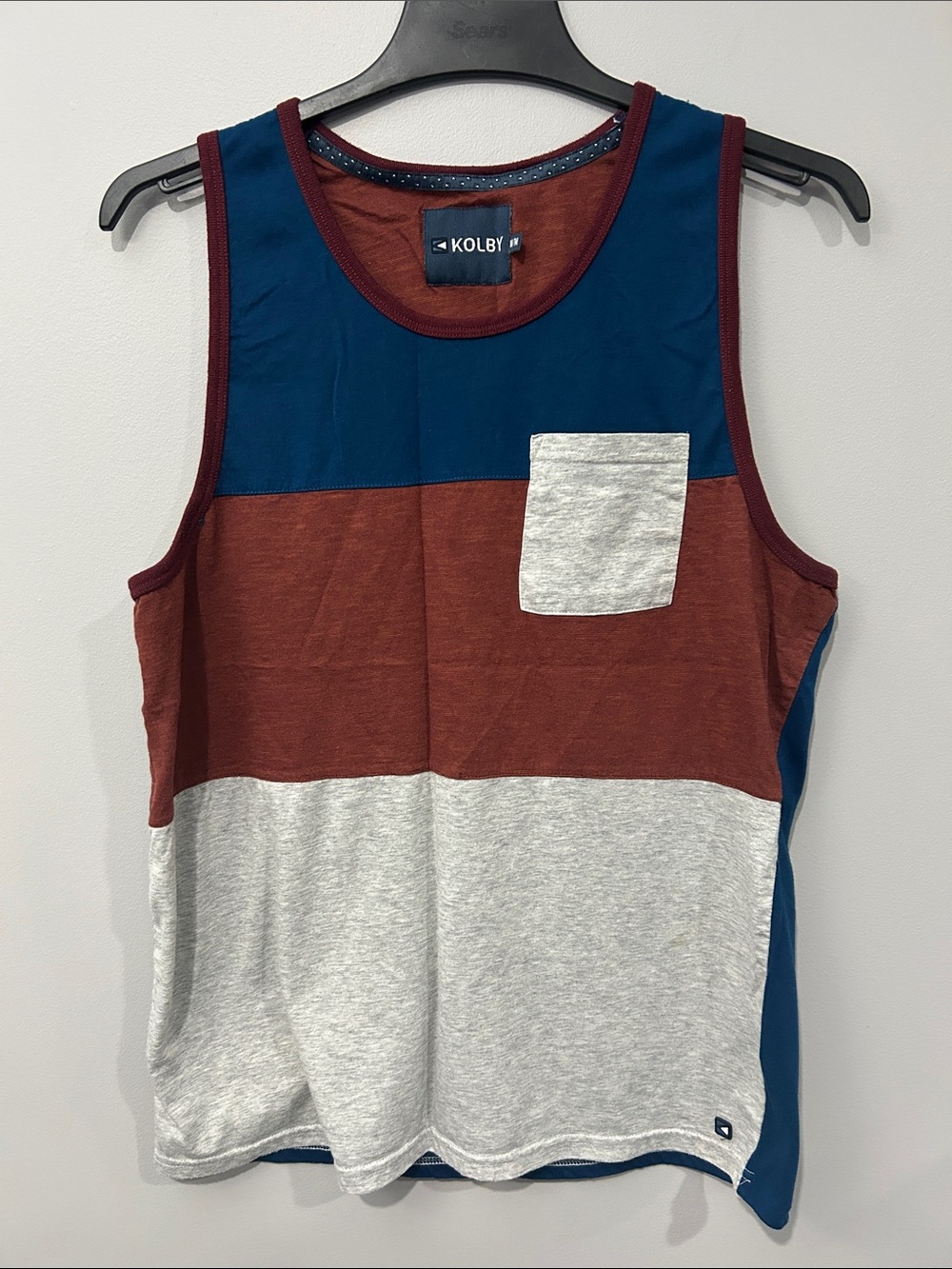 Men’s Kolby Colorblock Tank Top - Blue, Rust & Gray